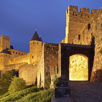 Buy canvas prints of  Carcassonne at dusk by Stephen Taylor
