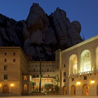 Buy canvas prints of  Montserrat Monastery at night by Stephen Taylor