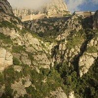 Buy canvas prints of  Clouds hover over Montserrat by Stephen Taylor