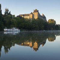 Buy canvas prints of  Morning reflections of Solesmes Abbey by Stephen Taylor