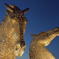 Buy canvas prints of  Kelpies at night by Stephen Taylor