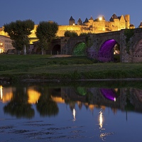 Buy canvas prints of  Carcassone at night by Stephen Taylor
