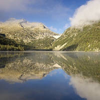 Buy canvas prints of Lac d'Oredon morning mist by Stephen Taylor