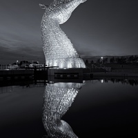 Buy canvas prints of  The Kelpies reflected by Stephen Taylor