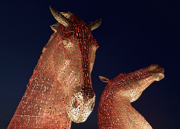  The Kelpies in red Picture Board by Stephen Taylor