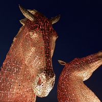 Buy canvas prints of  The Kelpies in red by Stephen Taylor