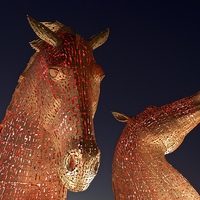 Buy canvas prints of  The Kelpies at night by Stephen Taylor