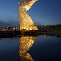 Buy canvas prints of  Kelpies reflection by Stephen Taylor