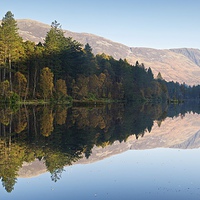 Buy canvas prints of  Glencoe Lochan autumn reflections by Stephen Taylor