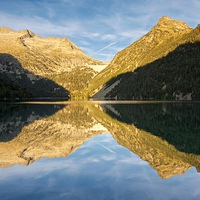Buy canvas prints of  Lac D'Oredeon golden light by Stephen Taylor