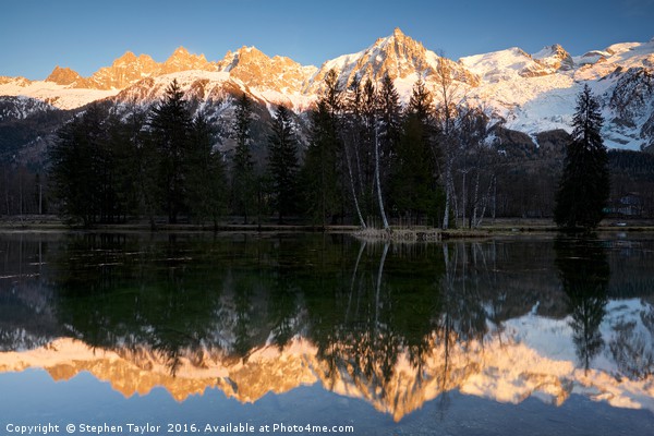 Mont Blanc reflections Picture Board by Stephen Taylor