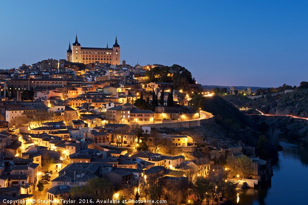 Toledo Alcazar at night Picture Board by Stephen Taylor