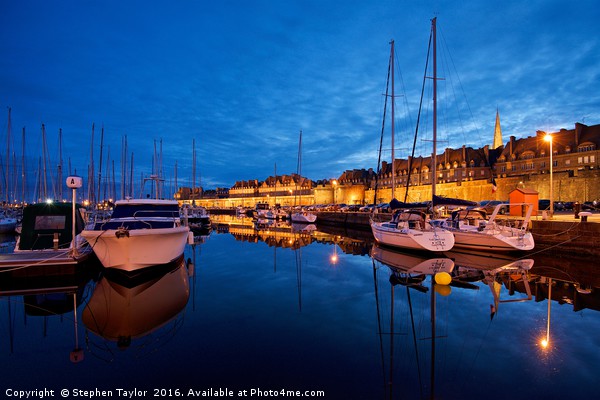 St Malo at night Picture Board by Stephen Taylor