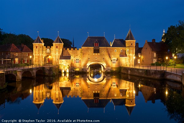 The Koppelpoort reflected at night Picture Board by Stephen Taylor