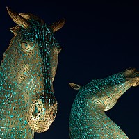 Buy canvas prints of The Kelpies at night by Stephen Taylor
