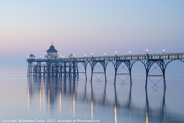 Dusk at Clevedon Pier Picture Board by Stephen Taylor