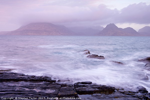 Pink Skies over Elgol Picture Board by Stephen Taylor