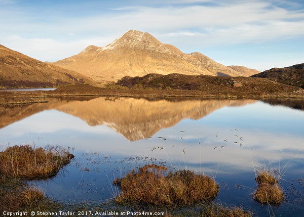 Cul Beag and an Assynt Mountain Lake Picture Board by Stephen Taylor