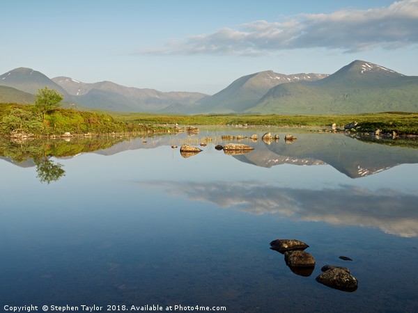 Summer Reflections of Lochan na h-Achlaise Picture Board by Stephen Taylor