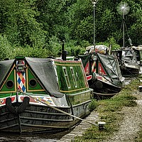 Buy canvas prints of  Moored narrowboats at Roaches Lock, Huddersfield  by Andy Smith