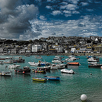 Buy canvas prints of St Ives Harbour Cornwall stormy skies by Andy Smith