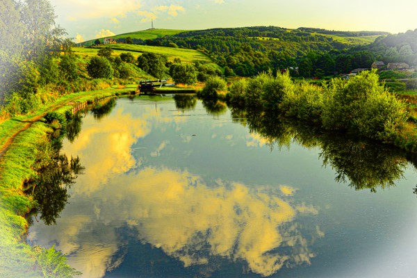 Canal reflections, Diggle, Saddleworth Picture Board by Andy Smith