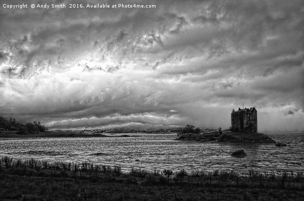 Stormy skies over Castle Stalker Picture Board by Andy Smith