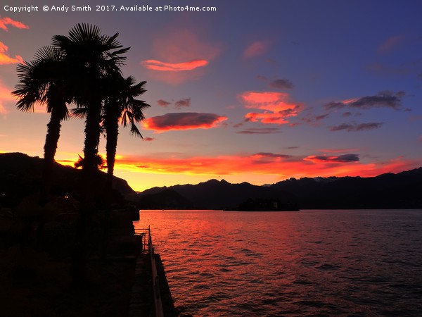 sunset over Isola Bella, Stresa, Italy           Picture Board by Andy Smith