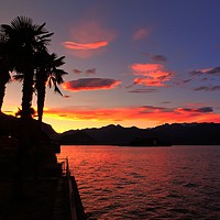 Buy canvas prints of sunset over Isola Bella, Stresa, Italy           by Andy Smith