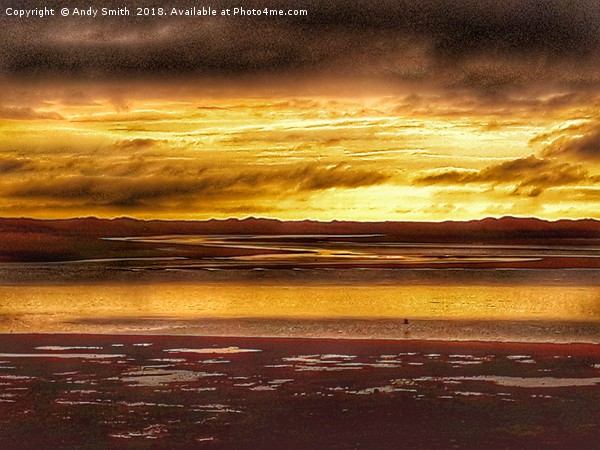 A Fiery Sky over the Serene Ravenglass Estuary Picture Board by Andy Smith