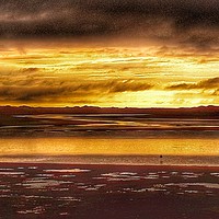 Buy canvas prints of A Fiery Sky over the Serene Ravenglass Estuary by Andy Smith