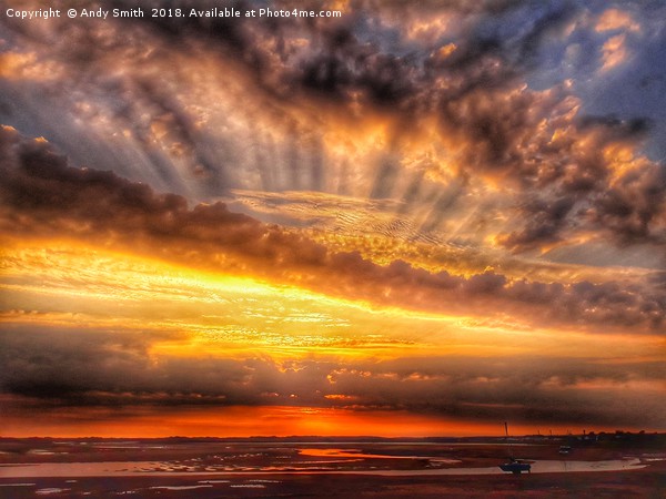 Fiery Sky over Ravenglass Estuary Picture Board by Andy Smith