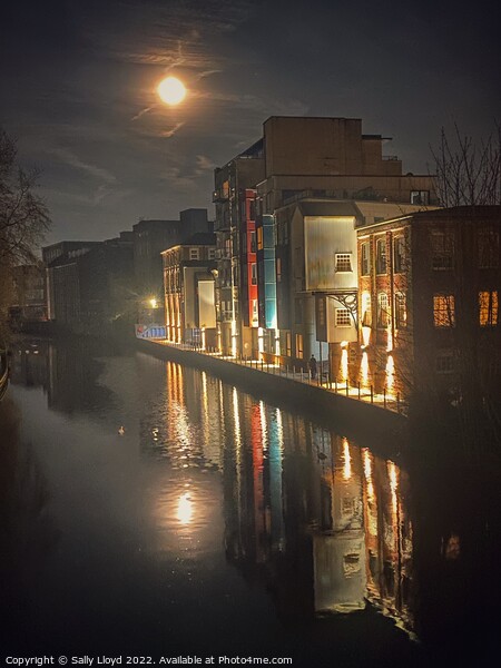 Pink Moon on the Wensum, Norwich Picture Board by Sally Lloyd