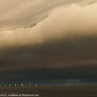 Buy canvas prints of Storm Clouds over the wind farm at Great Yarmouth, Norfolk by Sally Lloyd