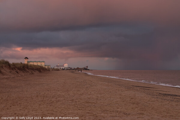 In the pink at Great Yarmouth, Norfolk Framed Mounted Print by Sally Lloyd