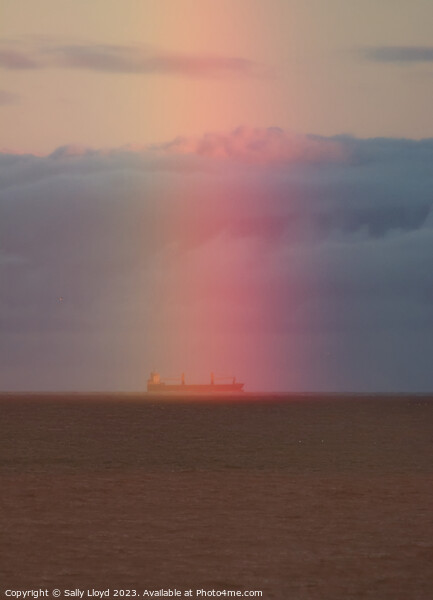 Rainbow ship on the North Sea Framed Mounted Print by Sally Lloyd