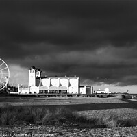 Buy canvas prints of Great Yarmouth stormy sky in black and white by Sally Lloyd