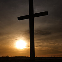 Buy canvas prints of The Peaceful Cross of Sunset at St Benets Abbey by Sally Lloyd