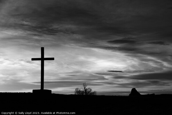 The Peaceful Monochrome Cross of St Benets Abbey Framed Mounted Print by Sally Lloyd