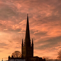 Buy canvas prints of Norwich Cathedral Winter Aurora by Sally Lloyd