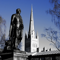 Buy canvas prints of  Wellington Statue at Norwich Cathedral by Sally Lloyd