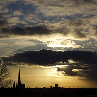 Buy canvas prints of Dramatic sky over Norwich Cathedral by Sally Lloyd