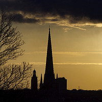 Buy canvas prints of Norwich Cathedral Spire at sunset by Sally Lloyd