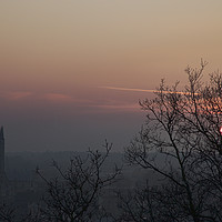 Buy canvas prints of Red Sunset at Norwich Cathedral  by Sally Lloyd
