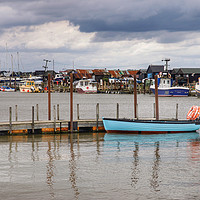 Buy canvas prints of Blue boat on the Blythe, Walberswick by Sally Lloyd