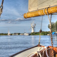 Buy canvas prints of Thurne  Mill beneath the Sail by Sally Lloyd