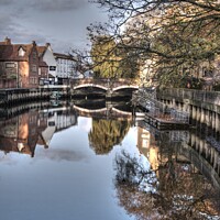 Buy canvas prints of Fye Bridge, November in Norwich  by Sally Lloyd
