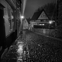 Buy canvas prints of Elm Hill at night, mono by Sally Lloyd