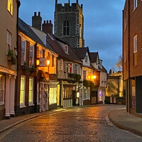 Buy canvas prints of Princes Street at Night, Norwich  by Sally Lloyd