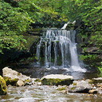 Buy canvas prints of  West Burton Falls by Annie Page